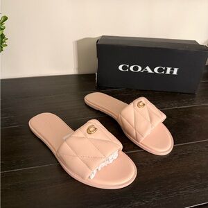 Coach Women's Blush Quilted Slide Sandals 7.5